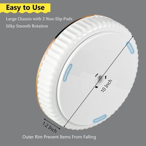 2 Pack 10" Fluted Lazy Susan Organizer, Turntable Spice Rack for Cabinet, Kitchen, Pantry Organizer and Storage, Fridge, Bathroom Vanity Countertop, Under Sink Organizing, Expandable Lazy Susan-White
