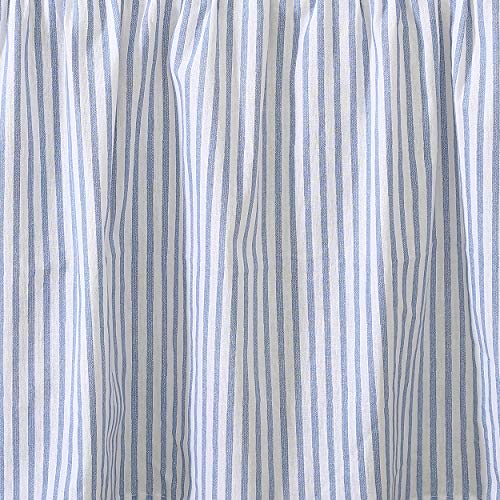 Queen Bedskirt 100% Cotton with 14.5" Drop - Classic Ticking Blue Stripe
