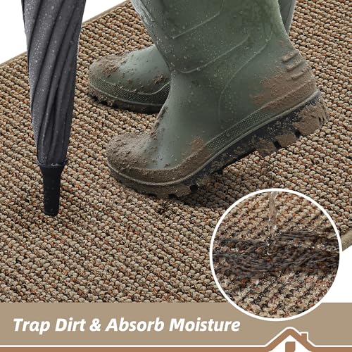 BEQHAUSE Dirt Trapper Door Mat 20x32 Beige Non-Slip Washable Doormat