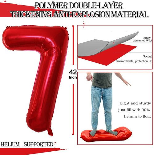 GOER 27th Birthday Balloons - Jumbo 42 Inch Foil Helium Decorations in Red | Perfect for Celebrations