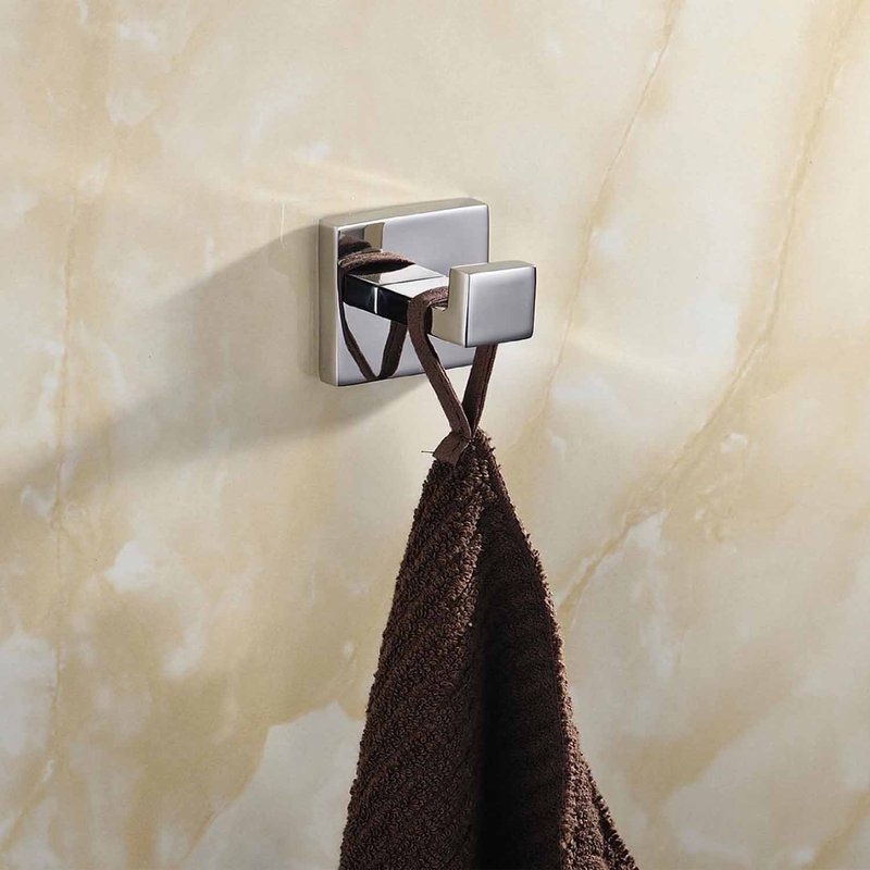 ThinkTop 5pcs Luxury 304 Stainless Steel Bathroom Single Towel Hook Robe Chrome Wall Mount Coat Hat Door Hook Hanger Mirror Polished Bathroom Accessories