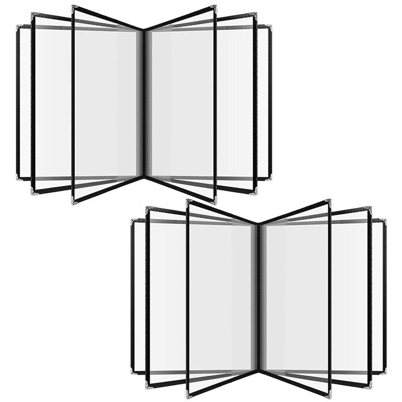 FVIEXE 2PCS 8.5 x 11 Inch Menu Covers 6 Page 12 View, Transparent Restaurant Menu Holder for Restaurant Bar Cafe (Black)