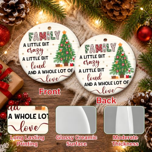 Sengift Family Christmas Ornament 2026 – A Little Bit Crazy, A Whole Lot of Love (Family 02) – Rustic Ceramic Keepsake