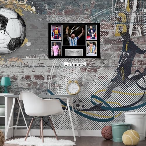 Messi Signed Soccer Poster Canvas Art Print Wall Decor for Boys Bedroom