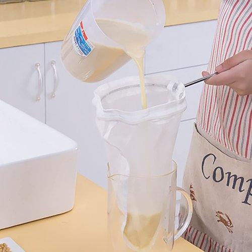 Nut Milk Bag Strainer with Stand, Strainers Fine Mesh Bags, Jelly strainer, Reusable Cheese Cloth Bag for Straining for Filter Juices, NutMilk, Cheese, Honey, Butter, M