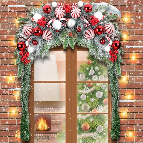 88-Inch Artificial Christmas Mailbox Swag, Red and Green Holiday Decor
