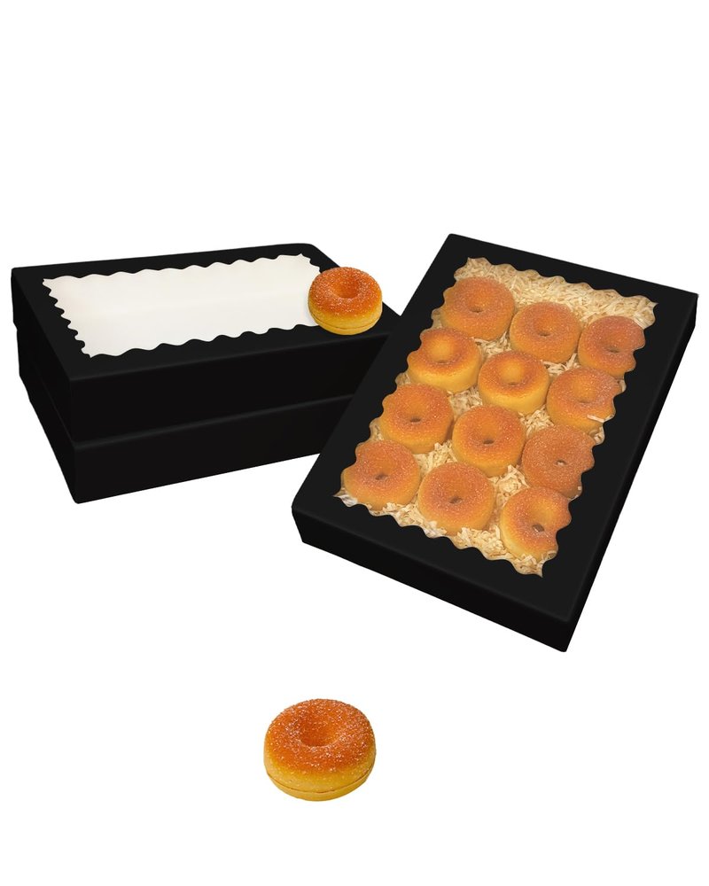 qiqee Auto-pop Up Deep Blue Cookie Box with Window 14x10x2.5 inch 24Pcs Bakery Pastry Macaron Bakery Box For Packaging