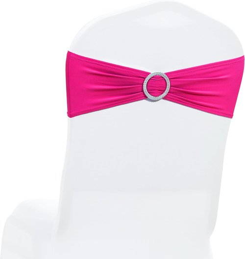 MDS Spandex Chair Sashes - Premium Stretch Covers with Buckle Slider for Weddings & Events | Magenta, Set of 10