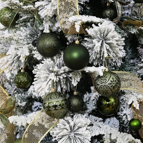 Dark Green Shatterproof Christmas Ball Ornaments - 3.15 Inch, Set of 20