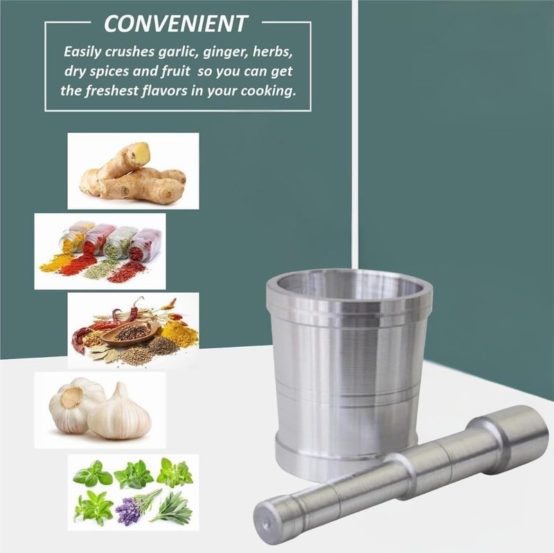 Aluminum Mortar & Pestle Set – Heavy Duty Okhli Masher for Grinding Spices & Herbs | Manual Khalbatta for Home & Kitchen Use