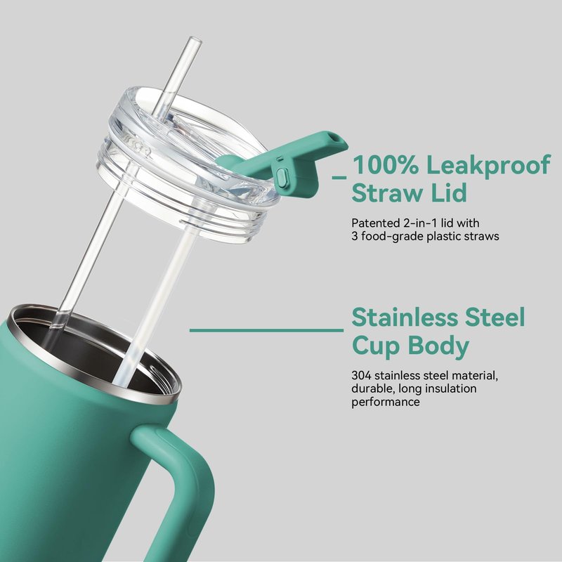 Gpeng 40 oz Stainless Steel Tumbler with Detachable Handle - Leakproof and Insulated Water Bottle, Versatile for Hot or Cold Drinks
