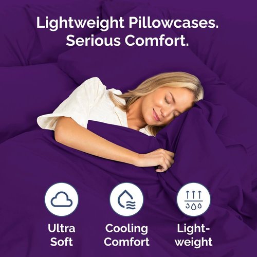 King Standard Pillow Cases by King - Soft Hotel Quality Pillowcase Covers | Comfy Bedding Set of 4 - Machine Washable - Purple