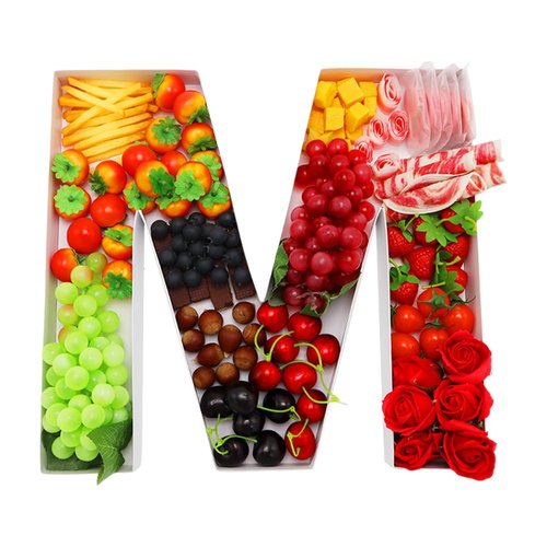 WENPACK Fillable Cardboard Letter 15"x16" Charcuterie Tray Paper Mache Sweet Cupcake Birthday Mother's Day Box (MRS)