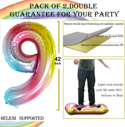 GOER Jumbo 29-Inch Foil Balloons - Vibrant Rainbow Decorations for 29th Birthday Party