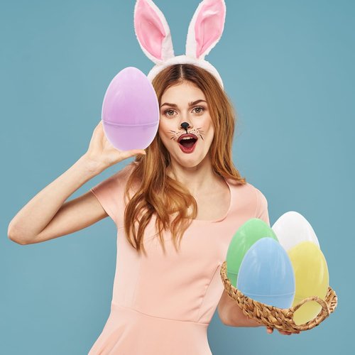 Dreidel Company Colorful Pastel Fillable Easter Eggs - 8" Giant Plastic Eggs (4-Pack) for Egg Hunts