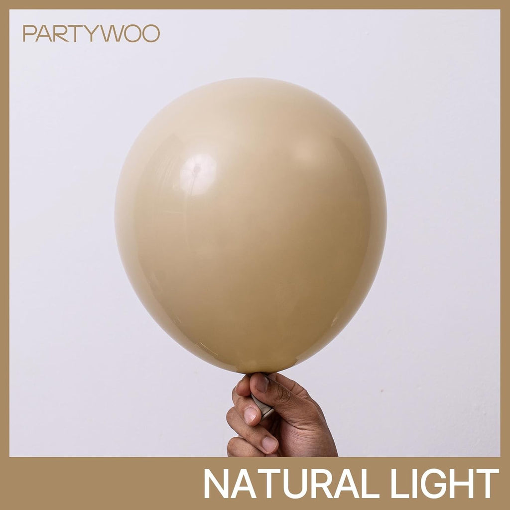 PartyWoo Cream Balloons - 155 Pcs in Beige, Ivory, and Nude | Perfect for Graduation & Baby Showers