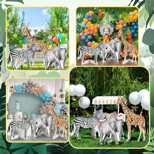 3-Piece Jungle Safari Animal Cardboard Cutout Set for Party Decorations