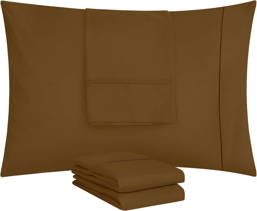 Utopia Bedding King Pillow Cases - 4 Pack - Soft Brushed Microfiber - Fade Resistant 20 X 40 Inches (Mocha)