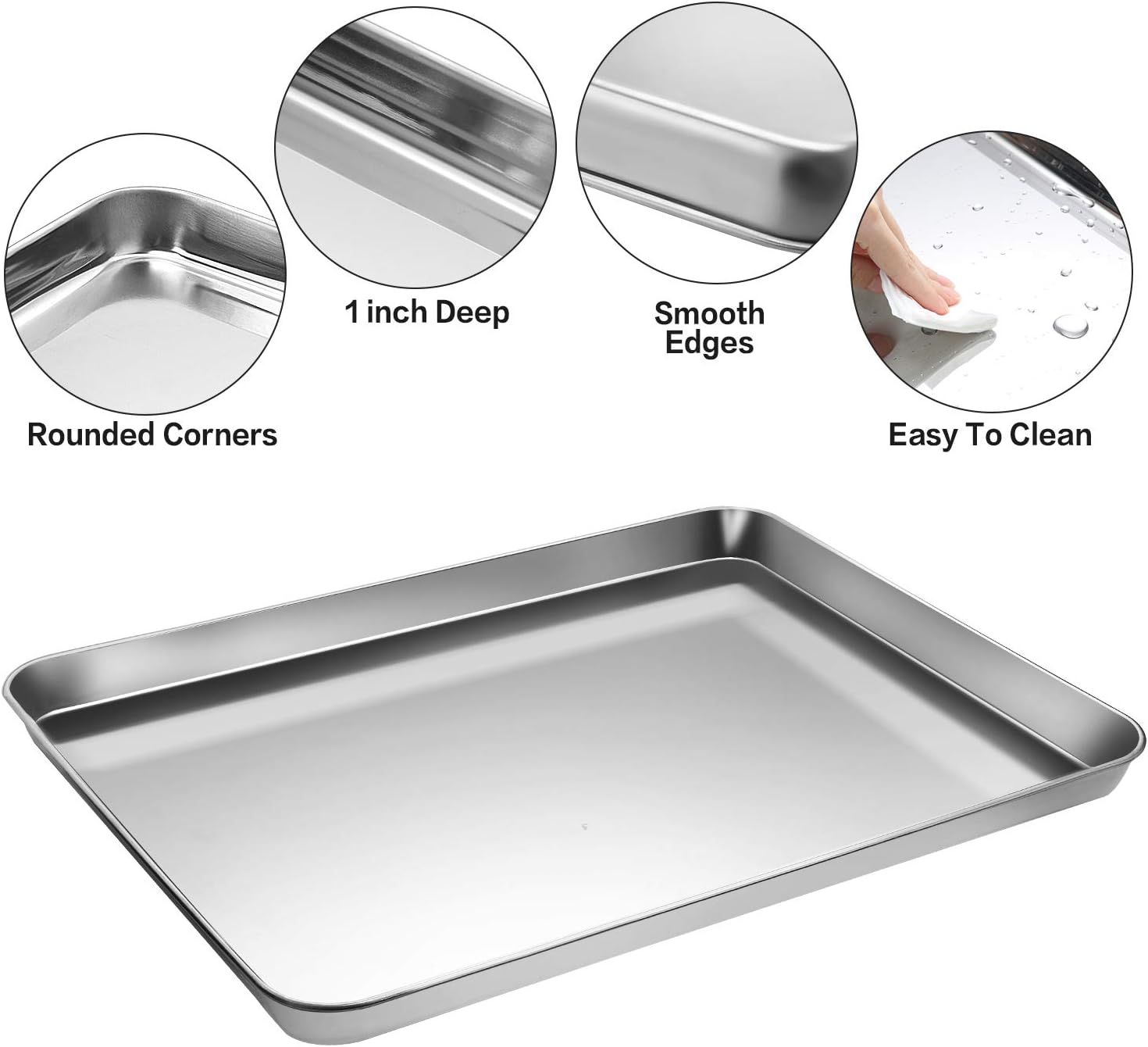 Stainless Steel Baking Sheet Set - Cookie Pan with Cooling Rack & Silicone Mats | 16 x 12 Inch, Easy Clean