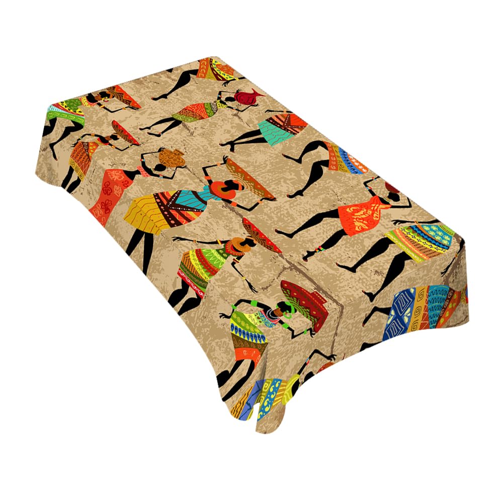TKS MITLAN African Woman Tablecloth 60x84 Inch Rectangular Grunge African Woman Dancer Oblong Table Cloth Kitchen Table Decorations for Home Dinner Party