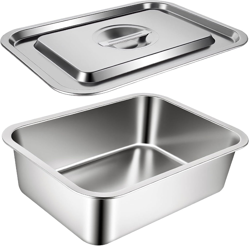 Stainless Steel 9x13 Baking Pan with Lid - 7.6Qt Extra Deep Lasagna Dish | Oven Safe Casserole