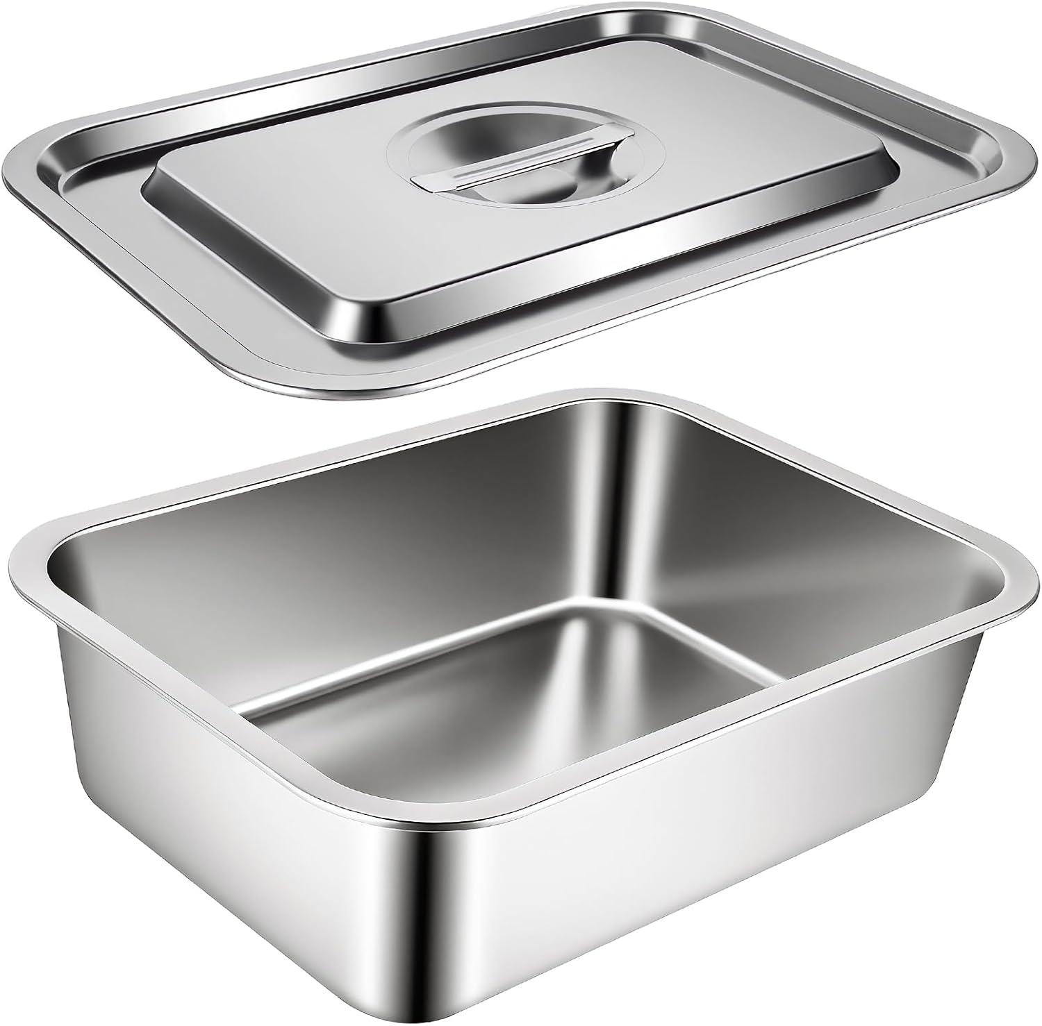 Stainless Steel 9x13 Baking Pan with Lid - 7.6Qt Extra Deep Lasagna Dish | Oven Safe Casserole