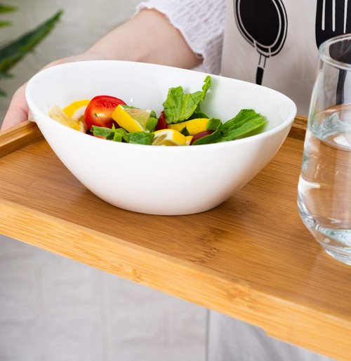 Lawei 4 Pack 9" Porcelain Serving Bowls, 36 Oz Oval Ceramic Mixing Bowls, Large Serving Dishes for Salads, Spaghetti, Dessert, Veggie, Potatoes and Fruits, Side Dishes, Microwave & Dishwasher Safe