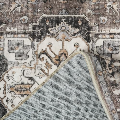 2x3 Washable Entryway Rug, Vintage Distressed Non-Slip Oriental Area Mat