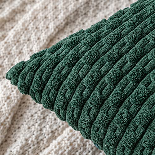 MIULEE Christmas Decorative Throw Pillow Covers 20x20 Dark Green Set of 2, Army Green Textured Cotton Polyester