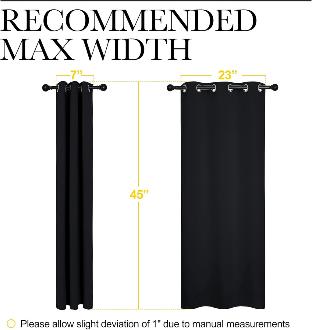 NICETOWN Blackout Curtains - Thermal Insulated Grommet Drapery Panels for Living Room | 2 Panels, 29" x 45", Black