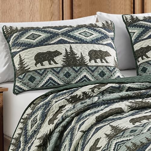 JCrown Rustic Lodge Bear Claw Reversible Bedspread Quilt Set, 3 Piece