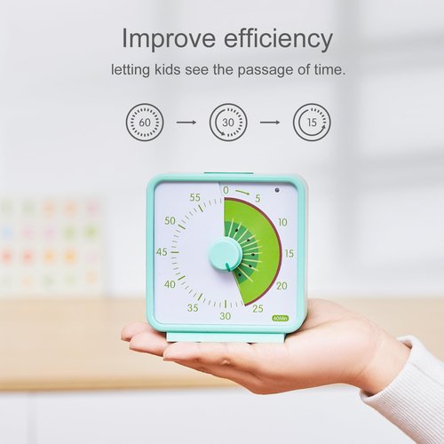 Conchstar 60 Minute Visual Timer for Kids, Countdown Timer for Classroom & Kitchen, Desk Timer for Study, Time Manager Tool for Kids with Fruit Pattern (Kiwifruit)