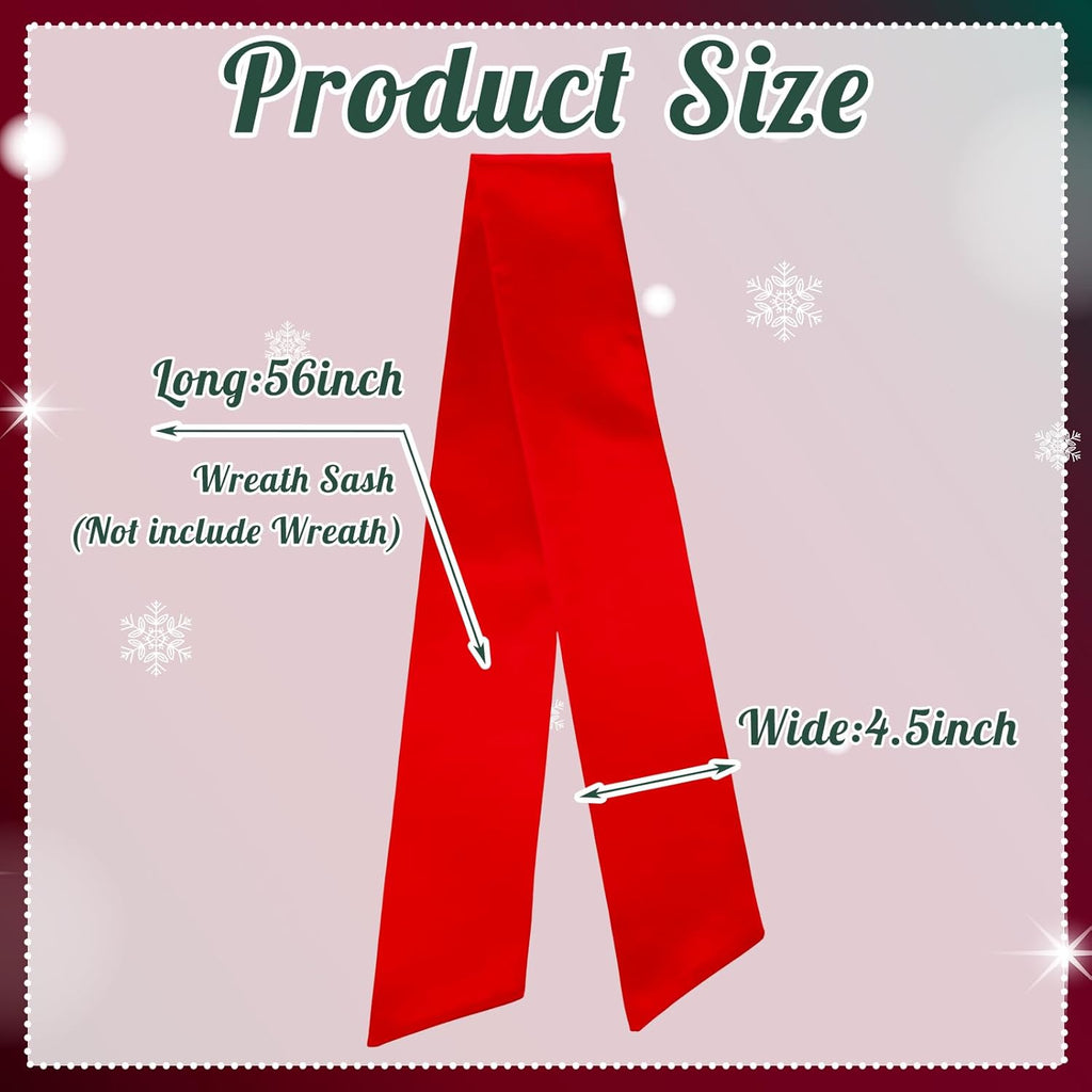VitalCozy Wreath Sash Set - Embroidery Monogram Accessories for Farmhouse Decor | Red, 4.5" W X 56" L