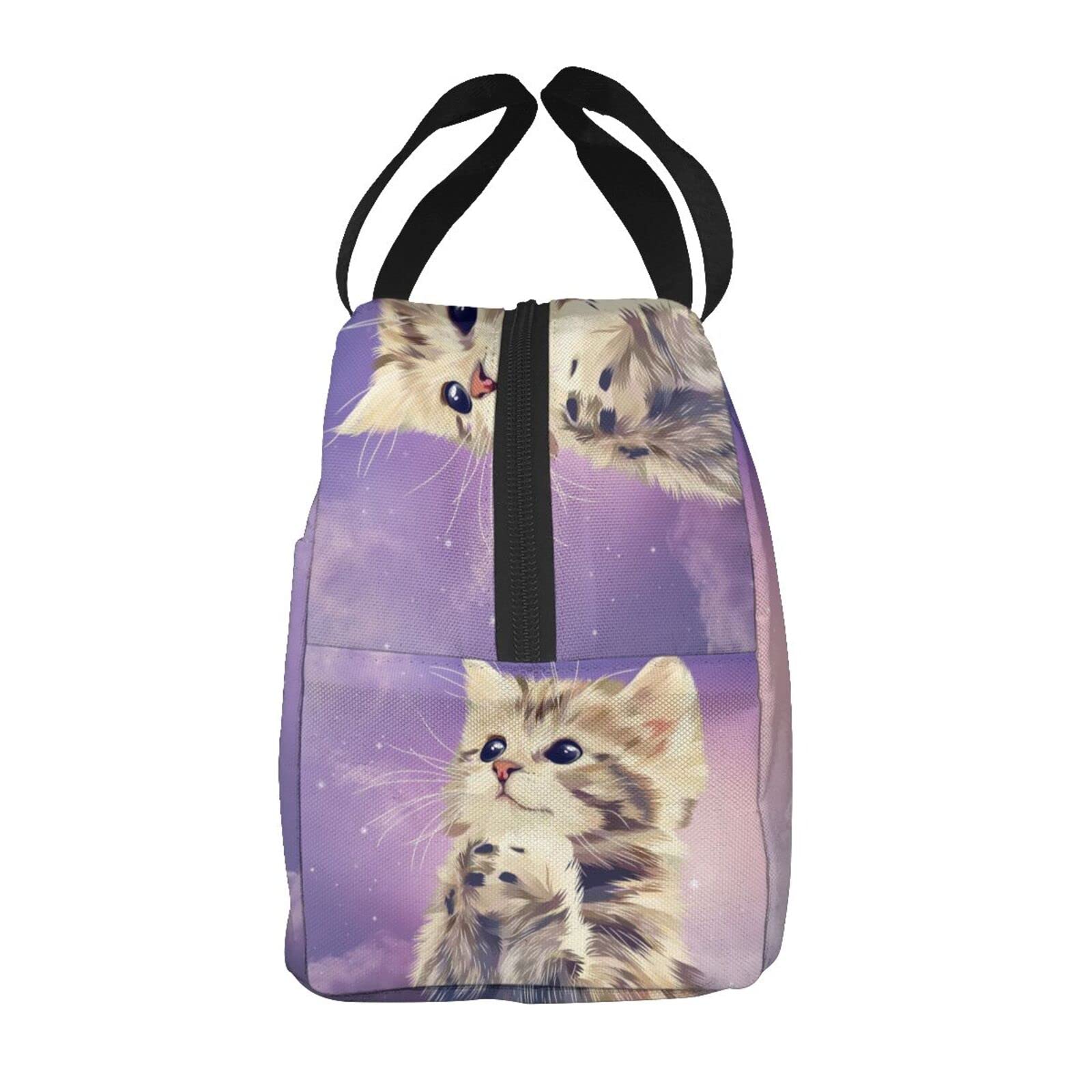 Aiojool Galaxy Cat Lunch Bag Insulated Lunch Box Reusable Cooler Thermal Meal Tote For Kids Teen Boy Girl
