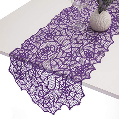 Rockcloud Purple Lace Spiderweb Table Runner 71x13in Halloween Decor
