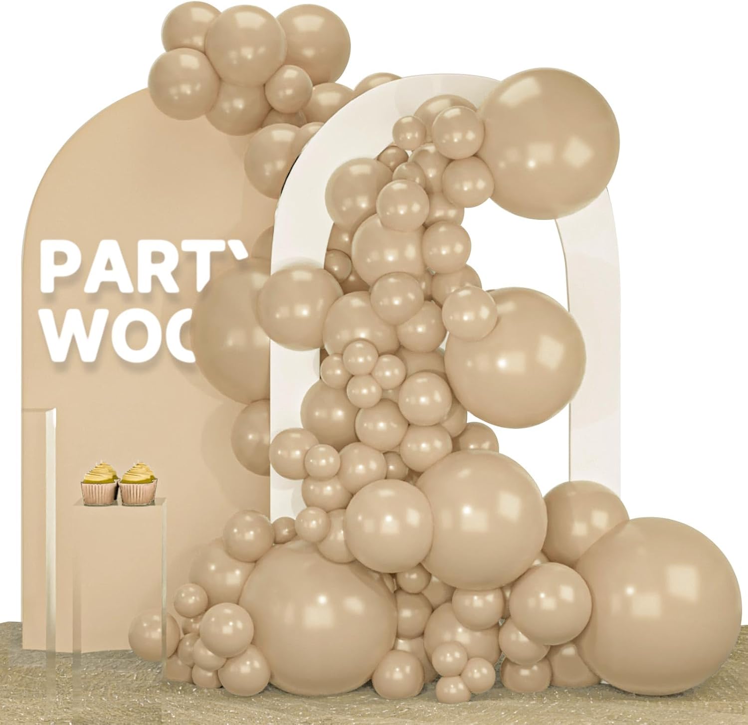 PartyWoo Cream Balloons - 140 Pcs in Beige, Ivory & Nude | Perfect for Graduation & Baby Showers