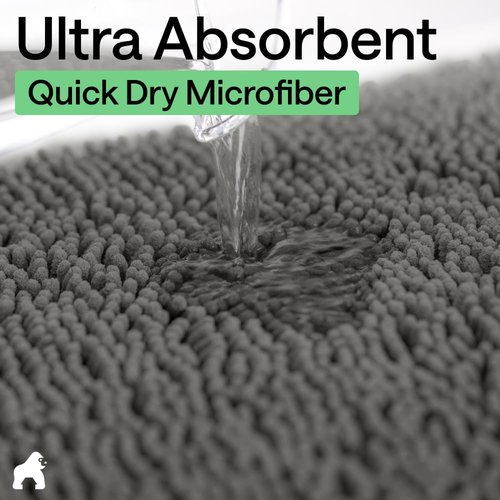 GORILLA GRIP Bath Rug Mat - Soft Absorbent Chenille | Quick Dry Microfiber, 36x24 Charcoal