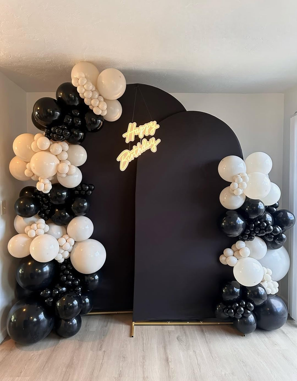 Skiennix 153-Piece Black & Sand White Balloon Garland Arch Kit - 18", 12", 10", 5" Sizes for Birthday, Wedding & Party Decor