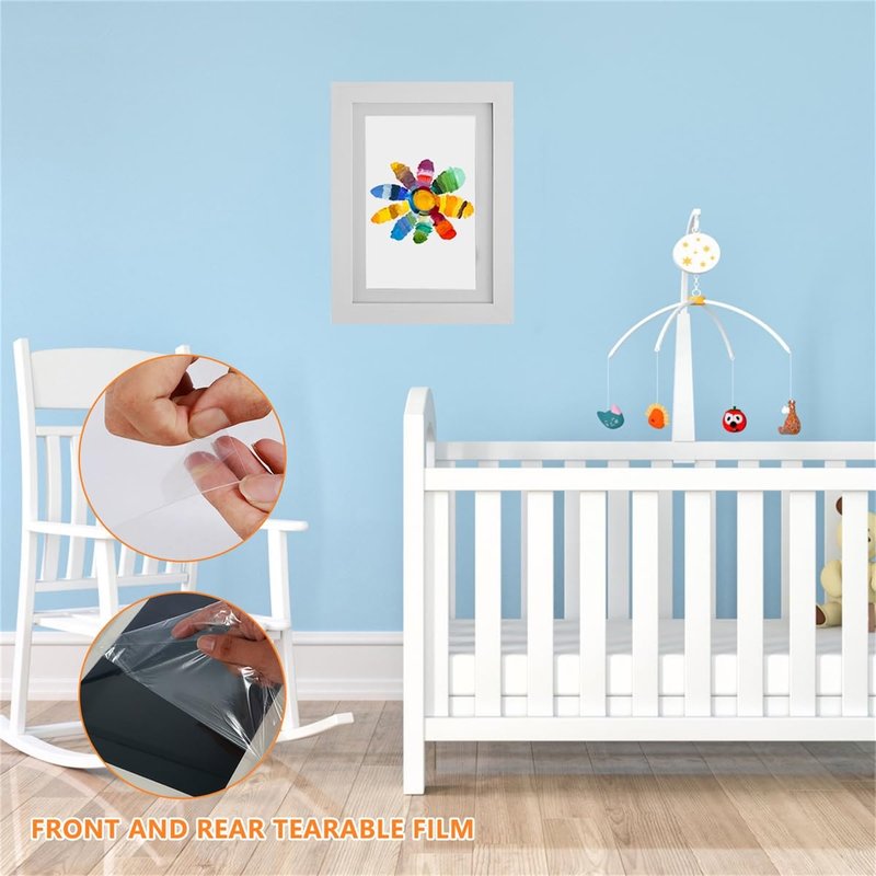 2 Pack Kids Art Frame Set A4 8.5x11 Letter Size Front Opening Photo Frames Wooden Kids Artwork Display Frame for 100 Pictures Horizontal and Vertical Picture Display for Crafts Drawing 3D Artwork