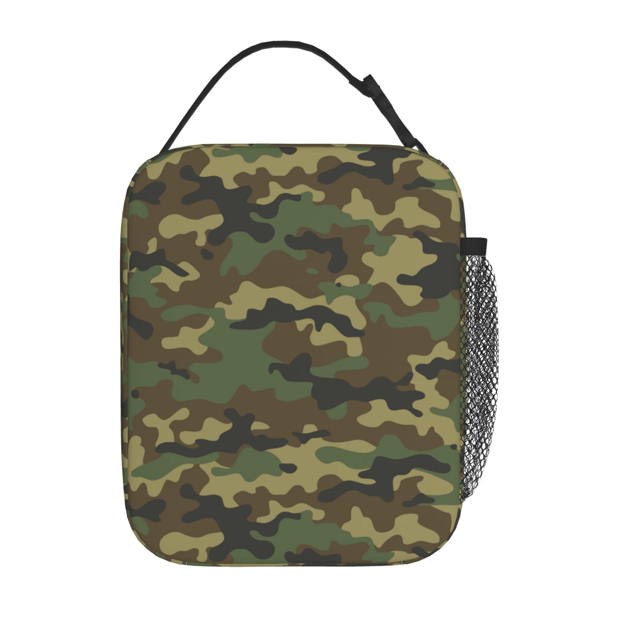PIUTH Green Camo Lunch Bags For Men Women Boys Girls Reusable Tote Lunch Bags For Office Work School Picnic Camping Thermal Insulation And Cold Preservation