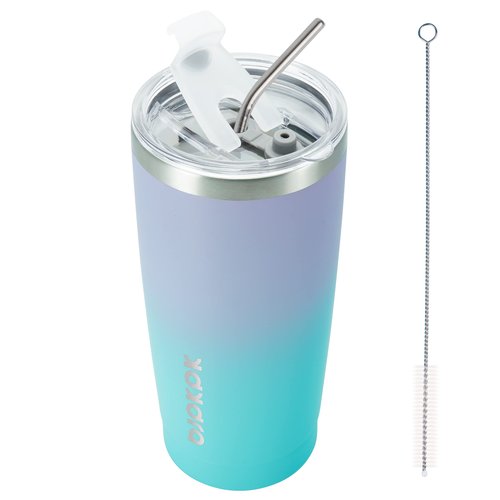 BJPKPK Insulated Stainless Steel Tumbler, Coffee Cup with Lid and Straw, Double Wall Vacuum Travel Mug, Powder Coated Leakproof Tumbler Cup,Lavender Green