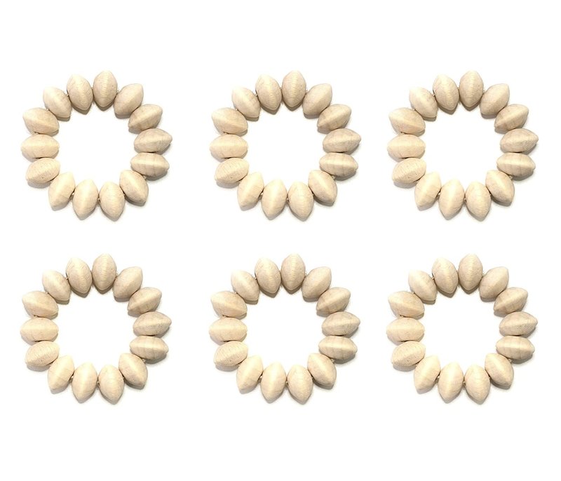 Napkin Rings Set of 6 - Wooden Beads Napkin Rings | Rustic Wooden Napkin Ring Holder for Table Decoration - Handmade LEBEJUA Napkin Ring with Wood Beads & Jute Twine - Farmhouse Holder for Napkins