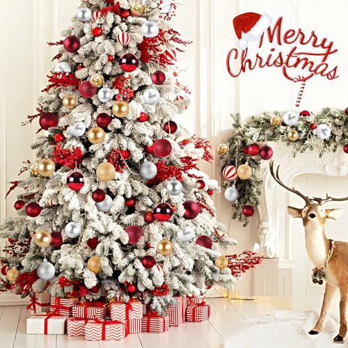 24-Pack 2.5-Inch Red Christmas Ball Ornaments - Matte, Glitter & Shiny