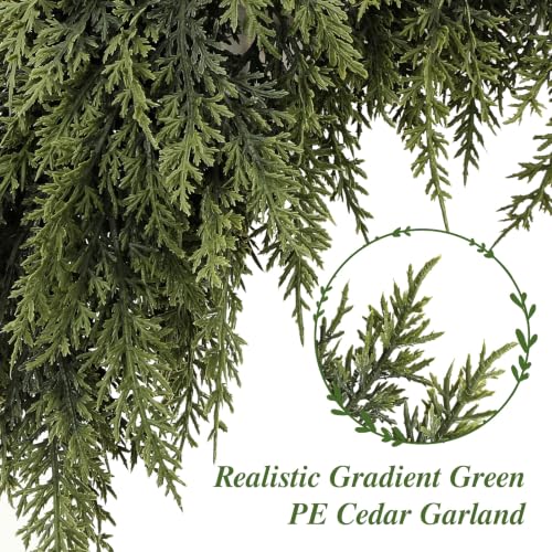 Alupssuc 9FT Cedar Garland with 400 Branches - Real Touch, Dense & Weather-Resistant, Indoor & Outdoor Use, 18FT Length