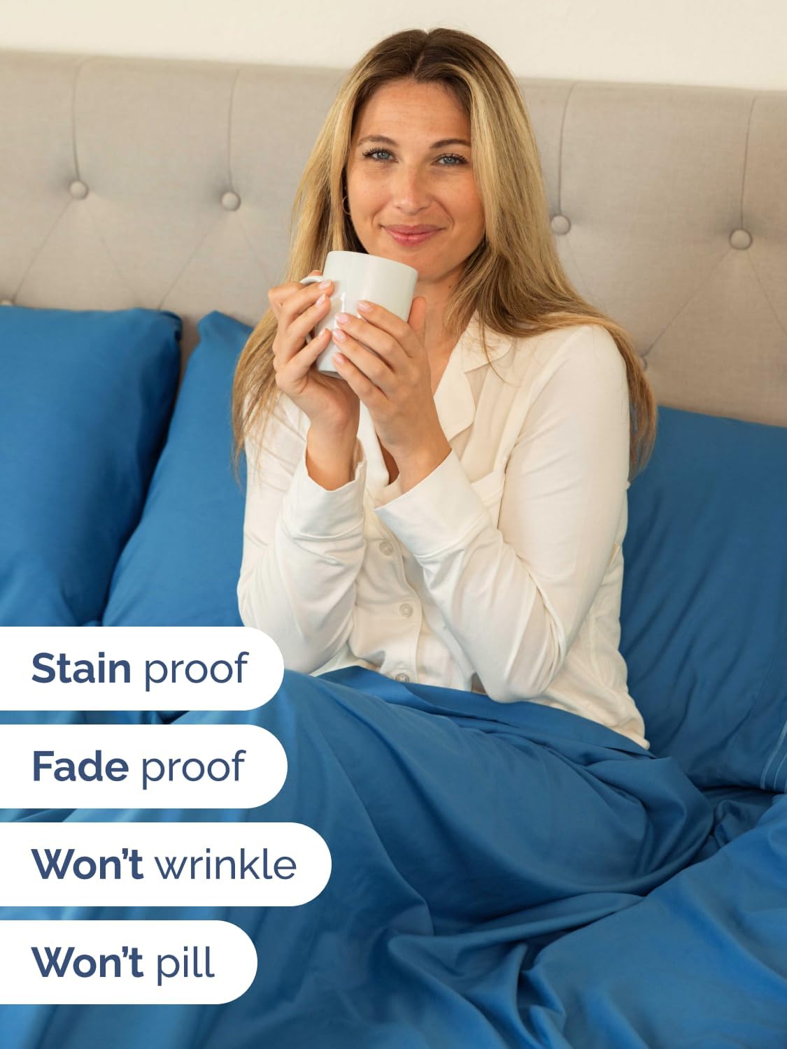 Skiennix Extra Deep Twin Sheet Set - 4 Piece Breathable Cooling Bedding - Soft Wrinkle-Free Denim Blue