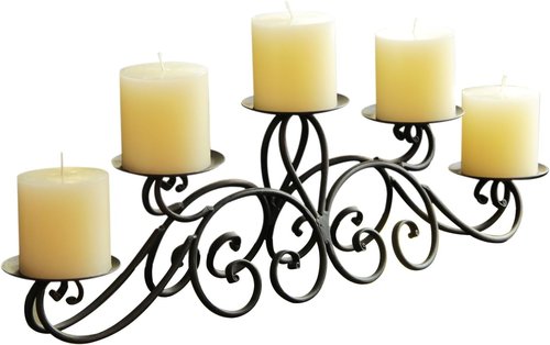 Adeco HD0004 Black Pillar Candle Holder - Elegant Antique Finish for Home Decor