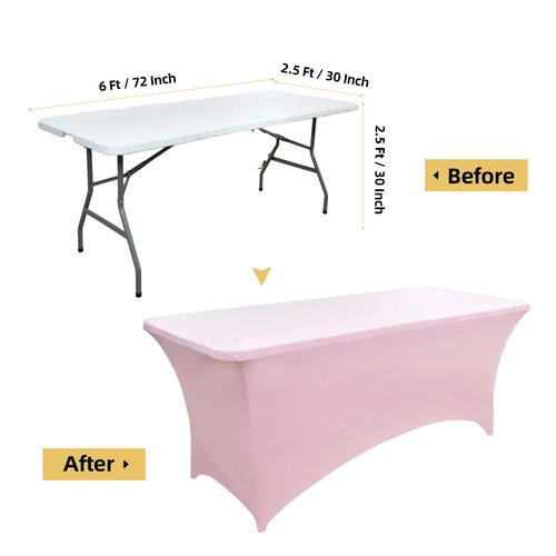 ZarzaaSik 10-Pack 6ft Spandex Table Covers for Rectangle Standard Folding Tables - Wrinkle Resistant Stretch Tablecloths - Ultimate Fitted Table Protector for Parties, Banquet, Wedding