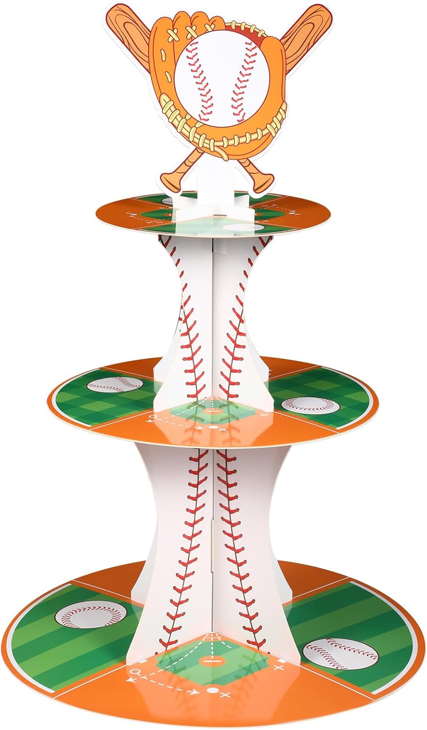 Nuenen Baseball Theme Cupcake Stand - 3 Tier Sports Party Display for Birthday Celebrations