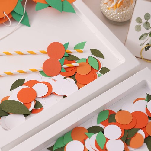 Orange Paper Straws - Biodegradable Disposable Drinking Striped PaperStraws 15 Pieces, Little Cutie Straws, Little Cutie Baby Shower Decorations, Little Orange Themed Birthday Decorations