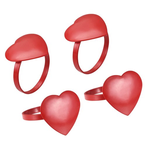 uxcell Metal Napkin Rings Set of 6, Heart Shape Napkin Ring Holder Buckle for Dining Table Decorations Wedding Birthday Holiday Party, Red